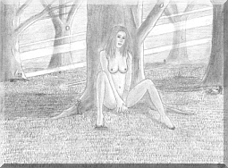 Frau an Baum